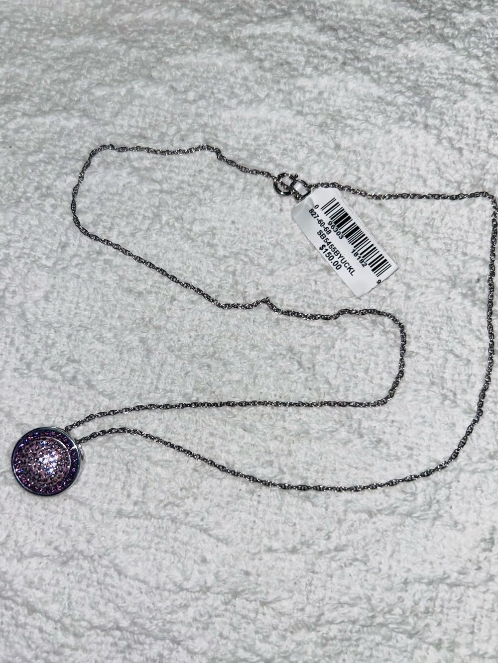 New in gift box purple Swarvoski crystal pendant necklace sterling silver 18" - Picture 3 of 7